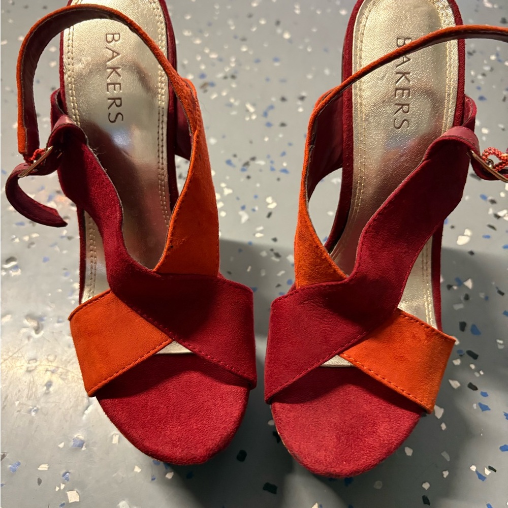 Bakers Women's Red and Orange Heels